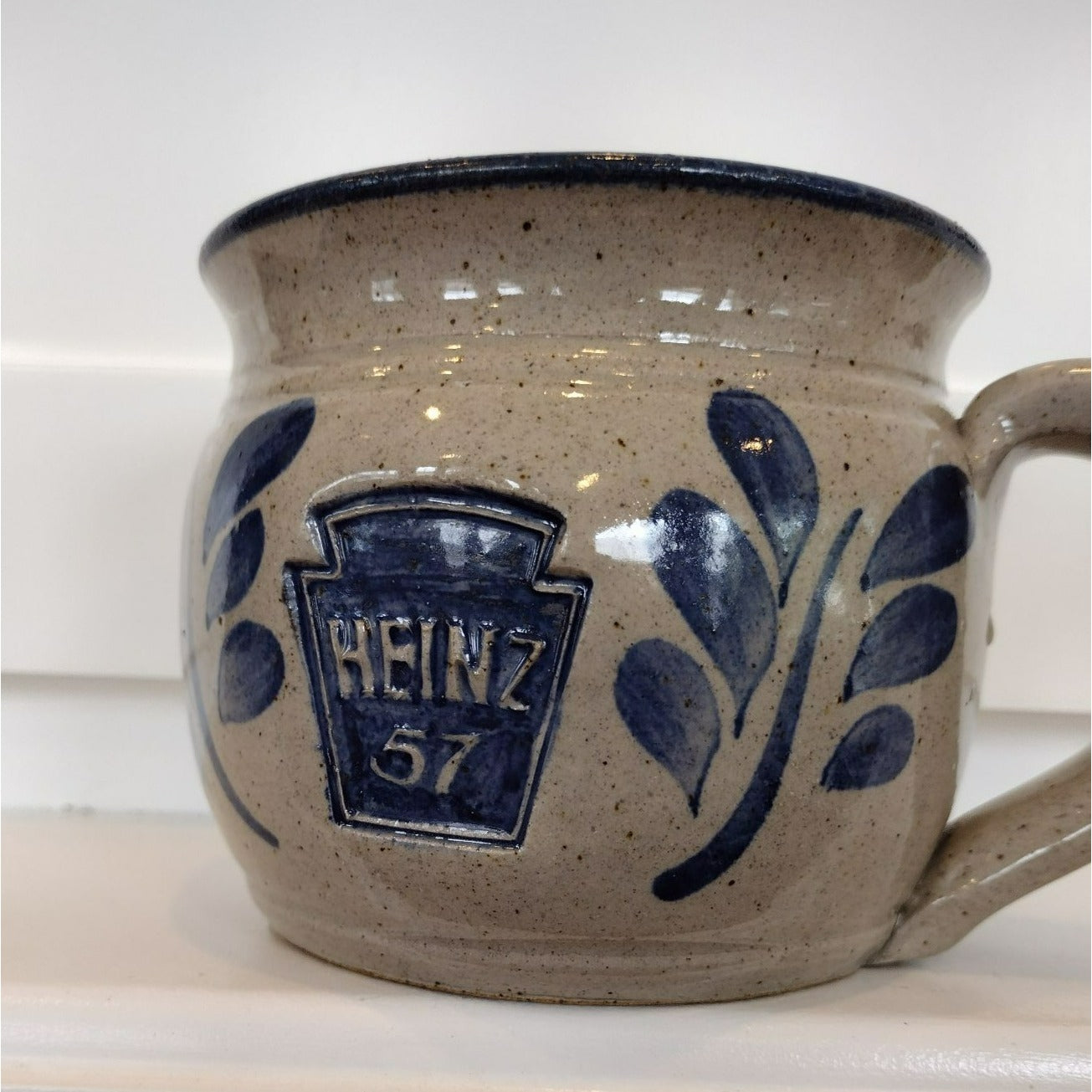 Heinz 57 Studio Pottery Mug, Hand Thrown Stoneware Soup Cup, Signed Dated 1995