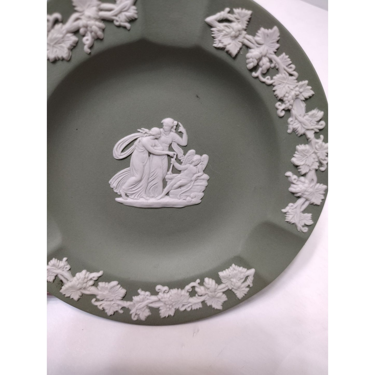 Wedgwood Jasperware Cupid 4.5" Sage Green Mini Plate Dish / Ashtray