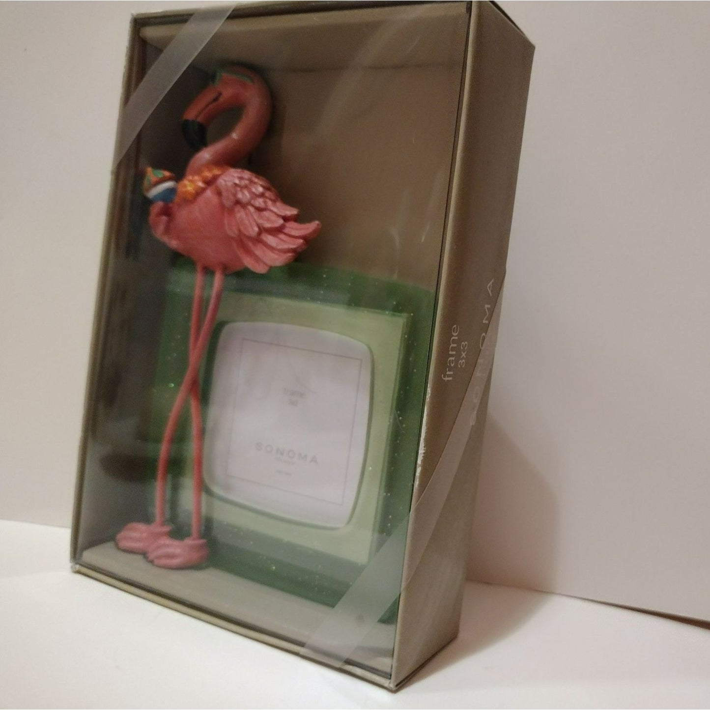 3D Flamingo Picture Frame, Sonoma, NEW in Box, Fits 3x3 Photo, Beachy Tropical