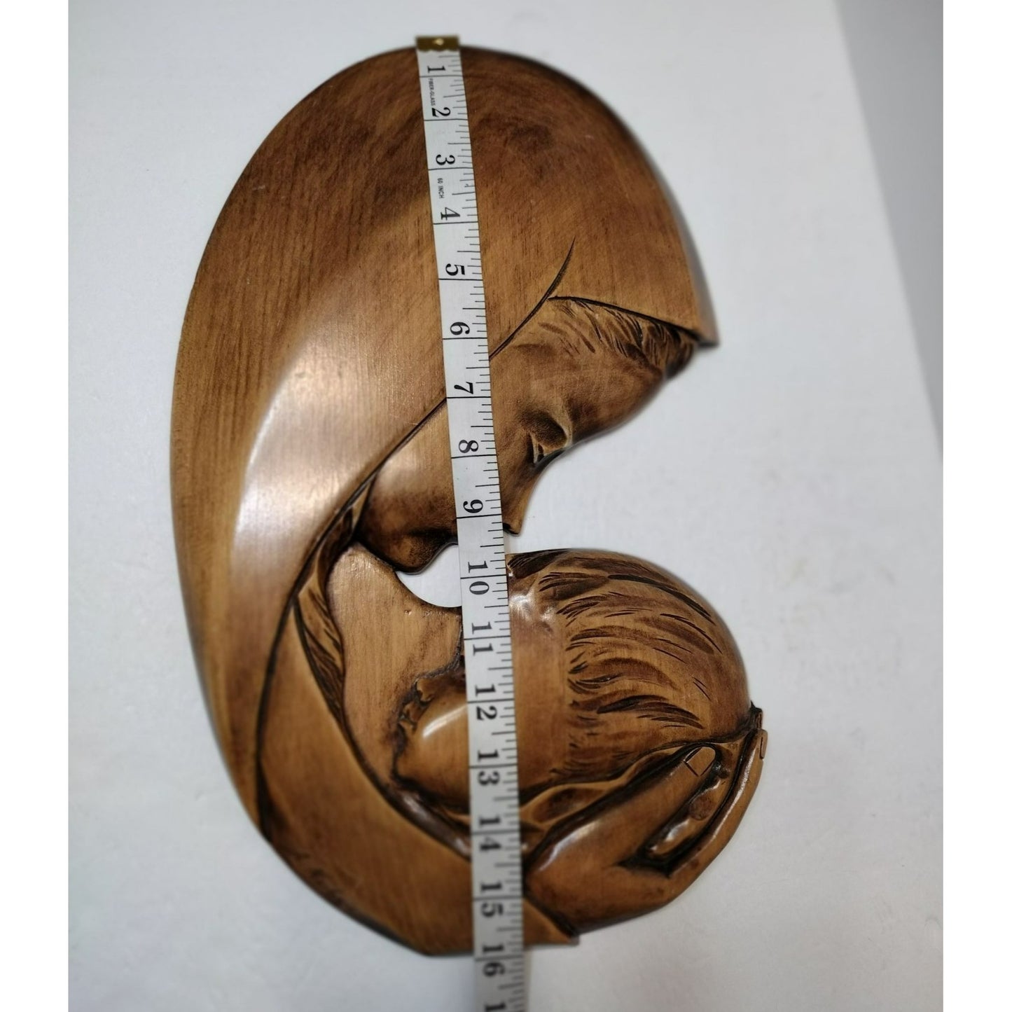 Wood Carving of Mother and Child, Artist Signed, Albert Nadeau, Vintage Handmade Canada