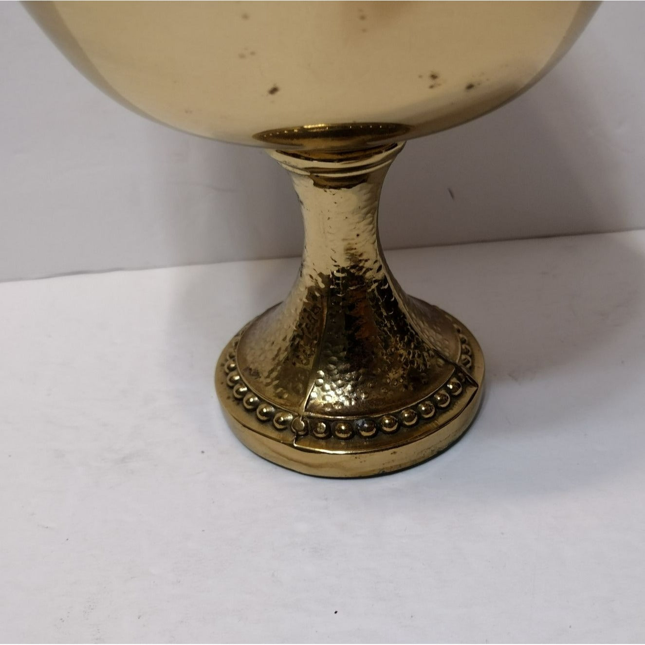 Vintage Brass Pedestal Bowl, Compote, Gold Tone Metal Footed Dish, Brass Planter