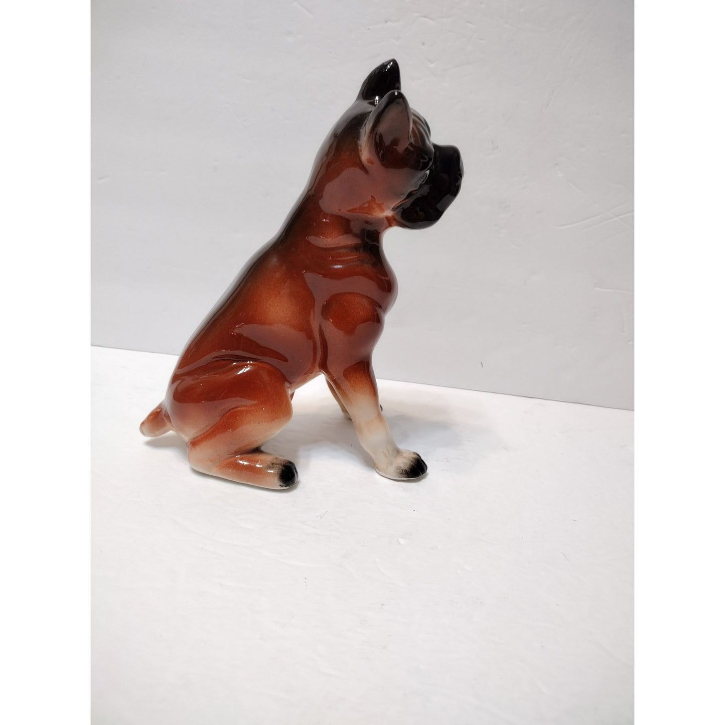 Vintage Boxer Dog Figurine, Large 8" Curious Puppy, Whimsical Animal Statue