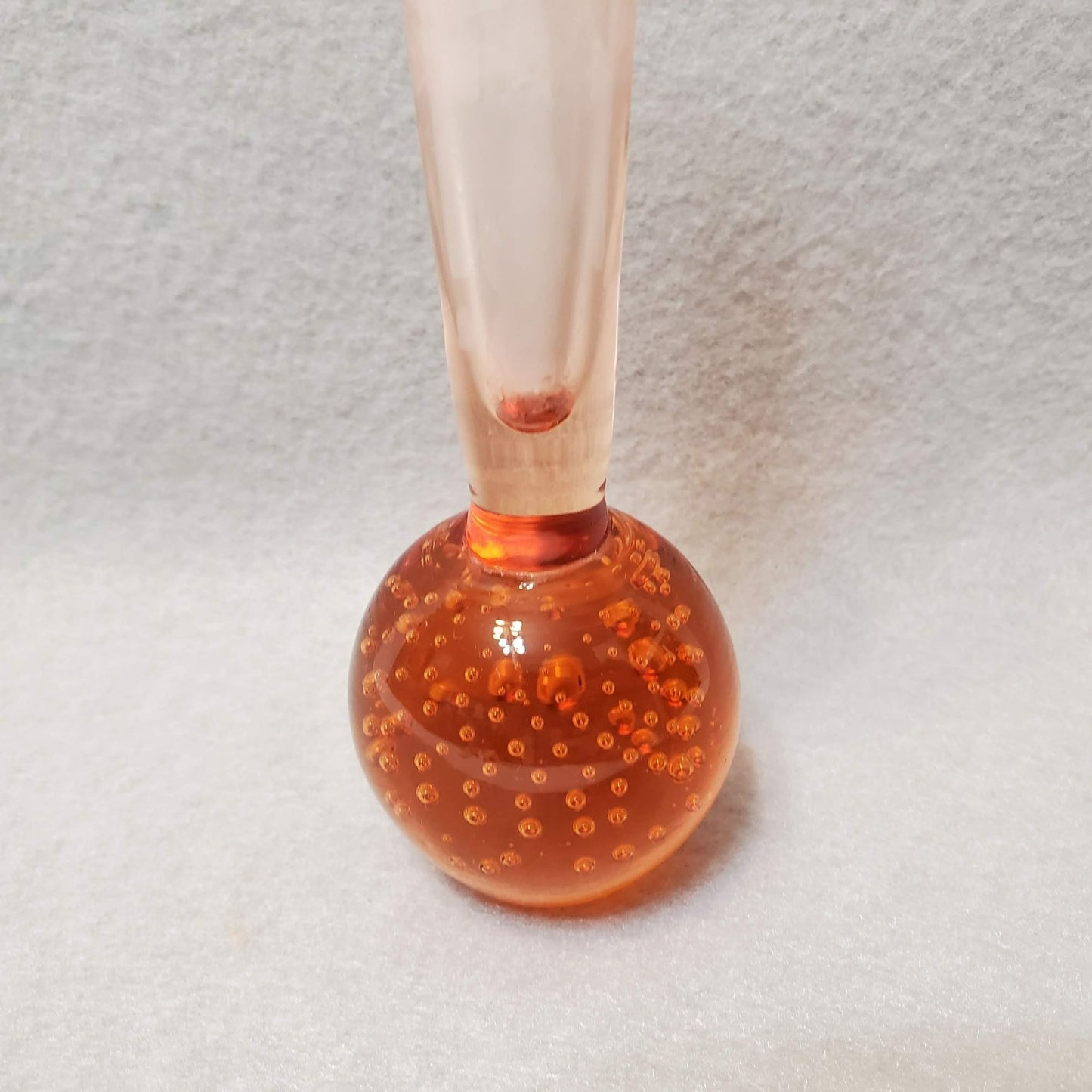 Vintage Ball Bottom Bud Vase Hand Blown Glass Controlled Bubble Bullicante Amber