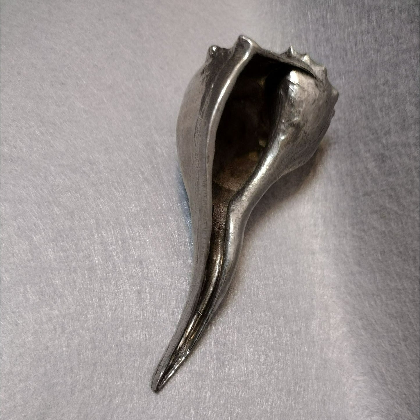 Shell Paperweight, Heavy Silver Tone Metal Whelk Seashell Figurine