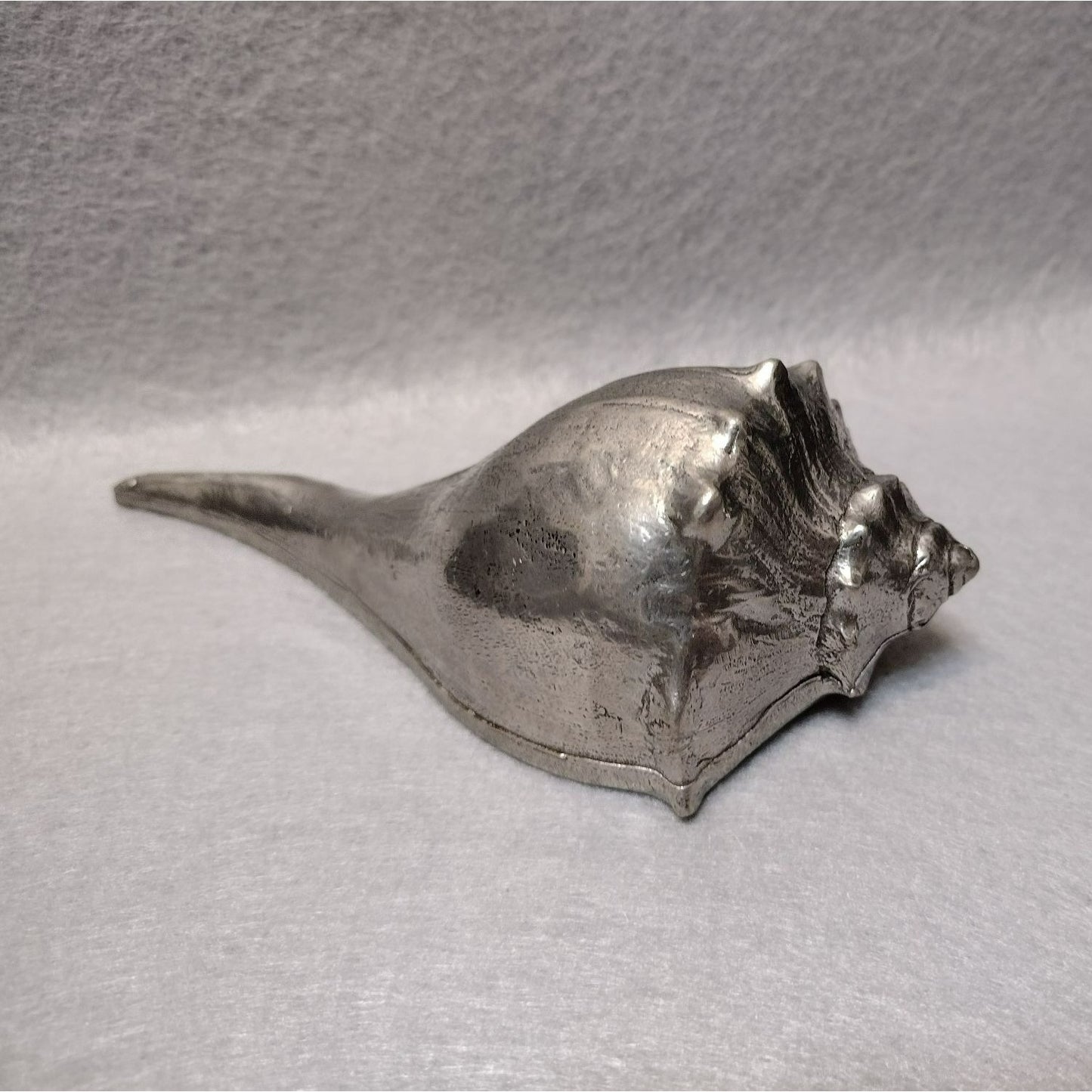 Shell Paperweight, Heavy Silver Tone Metal Whelk Seashell Figurine