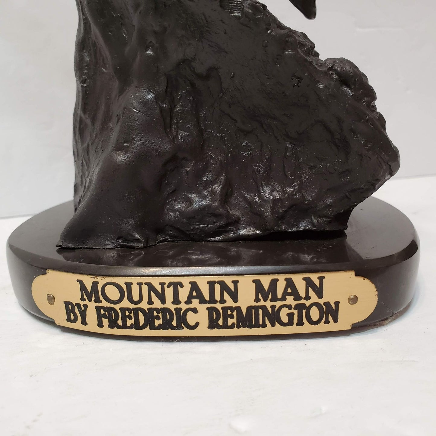 Frederic Remington "Mountain Man" Sculpture, Marble Base, 10" Signed Metal Vintage Statue