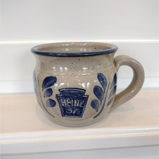 Heinz 57 Studio Pottery Mug, Hand Thrown Stoneware Soup Cup, Signed Dated 1995