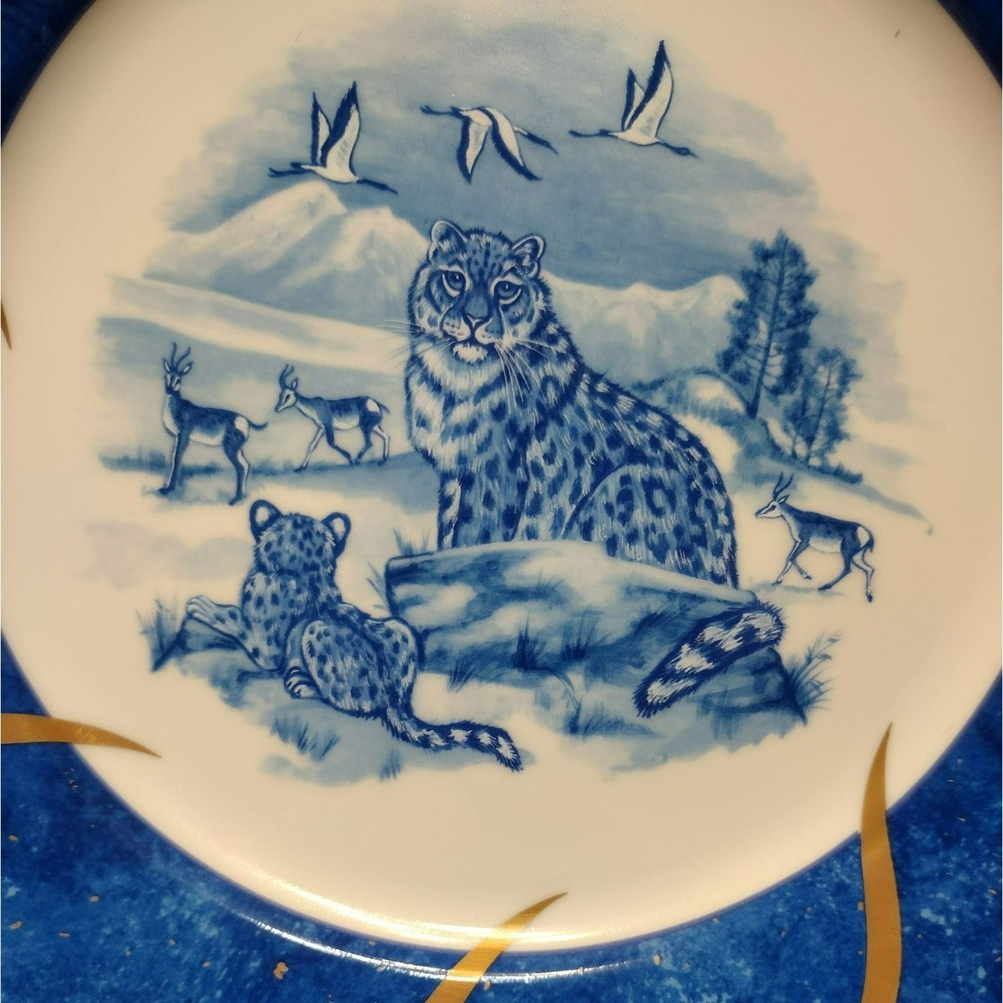 Lynn Chase Leopard Lazuli Chop Plate, Vintage 12" Platter Charger Czech Republic