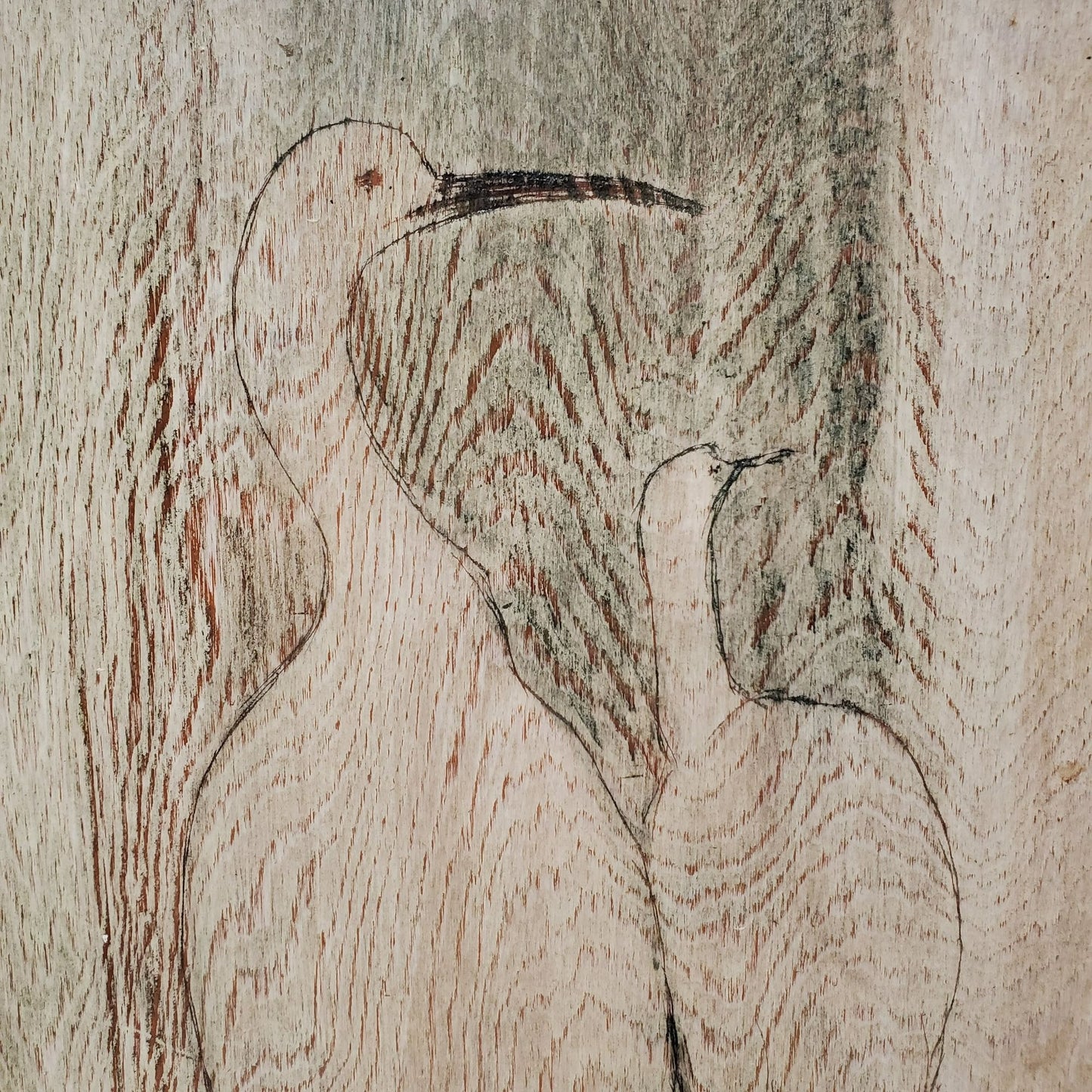 Hand Engraved Wood Artwork, Water Birds by Marsh Nelson, Signed Mid Century Pyrography Art Wood Burning, Original Art, Coastal Wall Deco