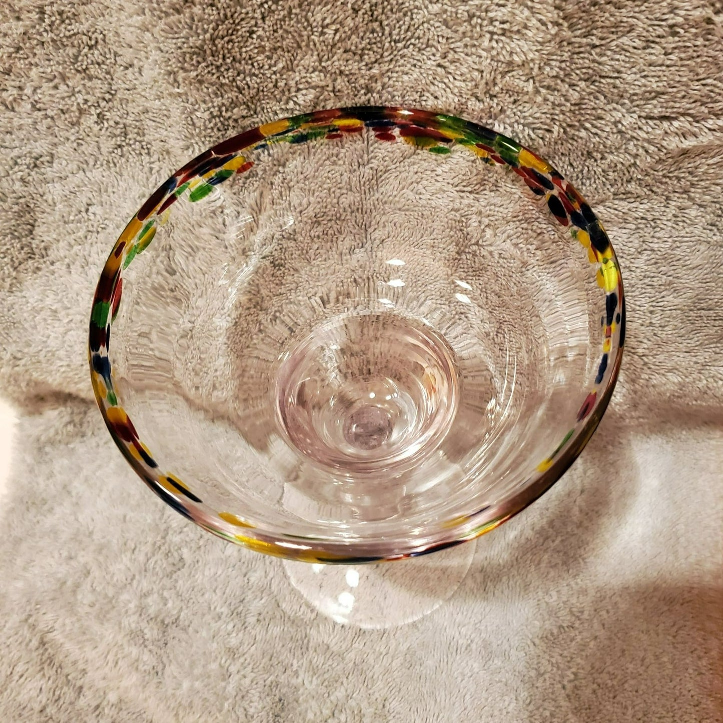 Mexican Confetti Margarita Glass, 7" Colorful Hand Blown Art Glass from Mexico