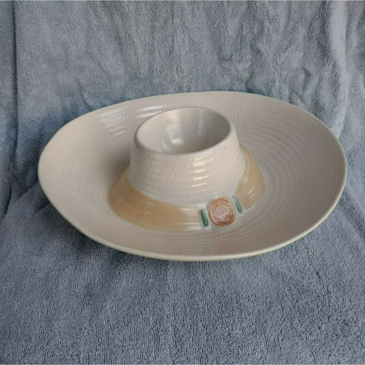 Vintage Treasure Craft Chip & Dip Dish, Sombrero Cowboy Hat USA Large Serving Bowl