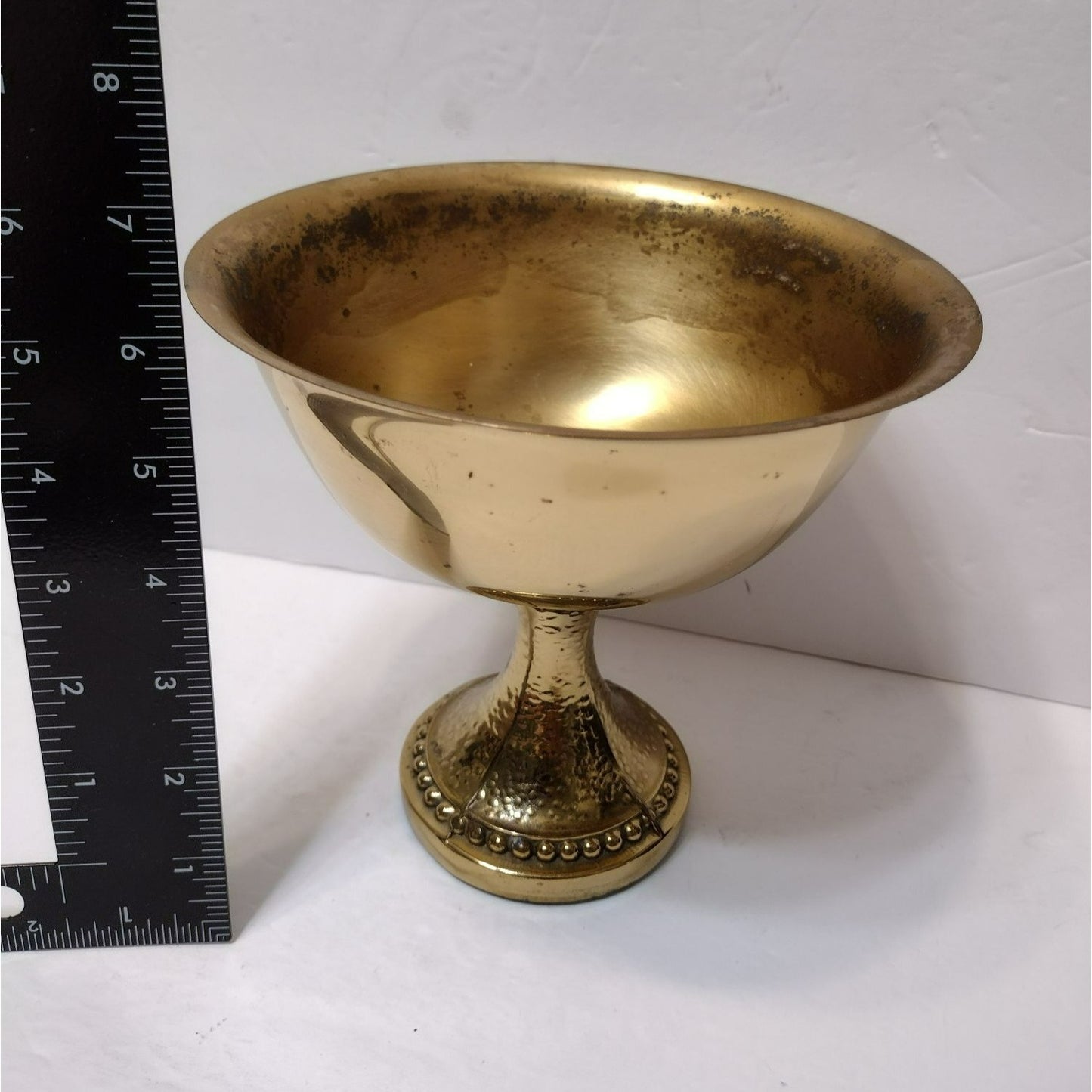 Vintage Brass Pedestal Bowl, Compote, Gold Tone Metal Footed Dish, Brass Planter