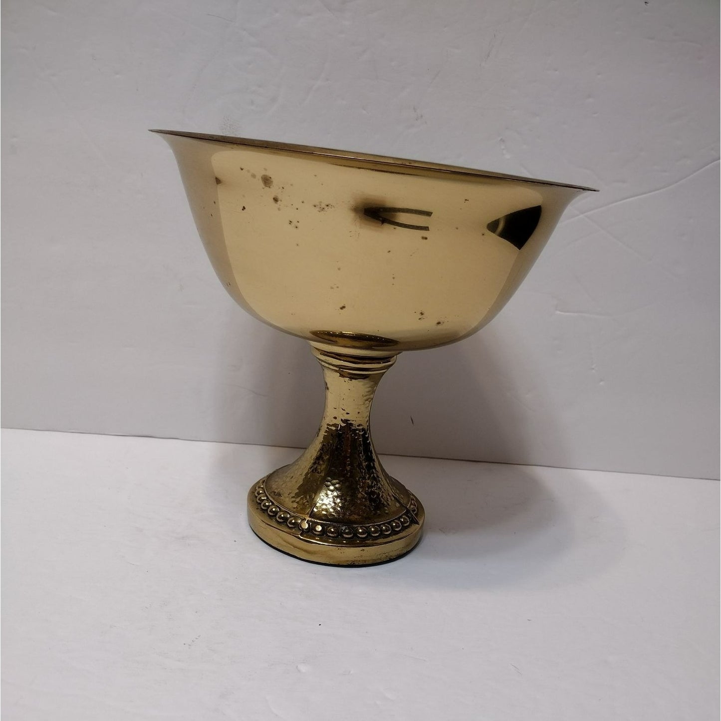 Vintage Brass Pedestal Bowl, Compote, Gold Tone Metal Footed Dish, Brass Planter