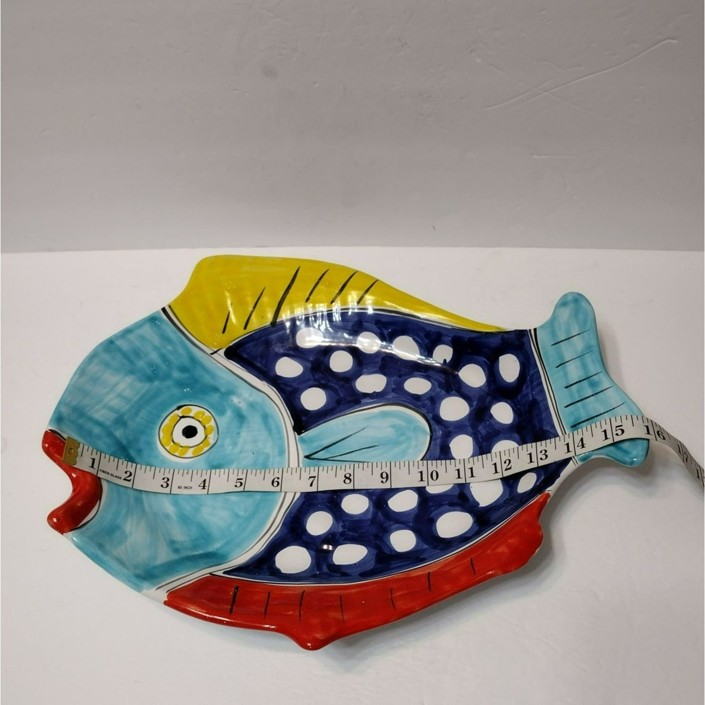 La Musa Handpainted Ceramic Fish Platter, Made in Italy, Serving Plate, Wall Hanging