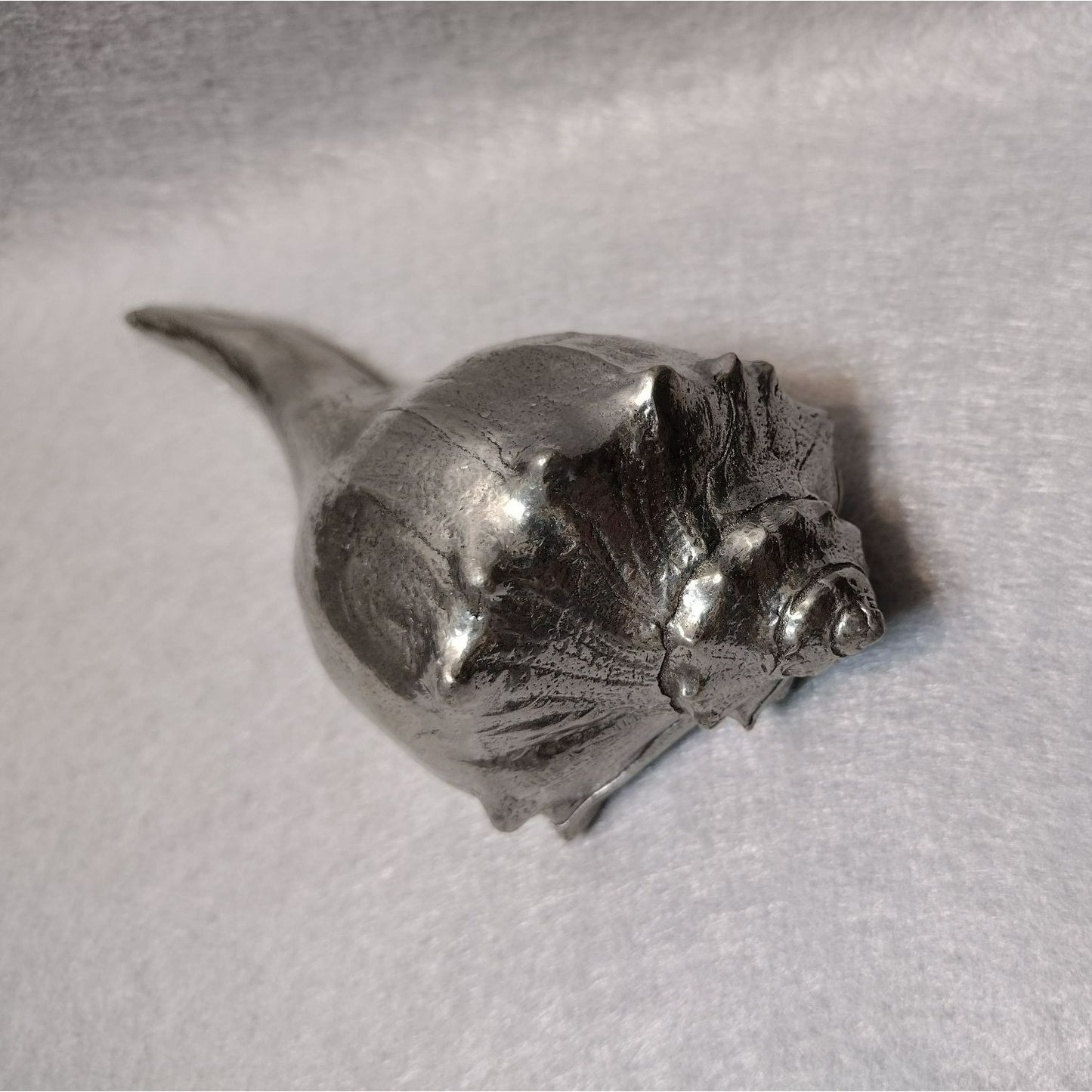Shell Paperweight, Heavy Silver Tone Metal Whelk Seashell Figurine