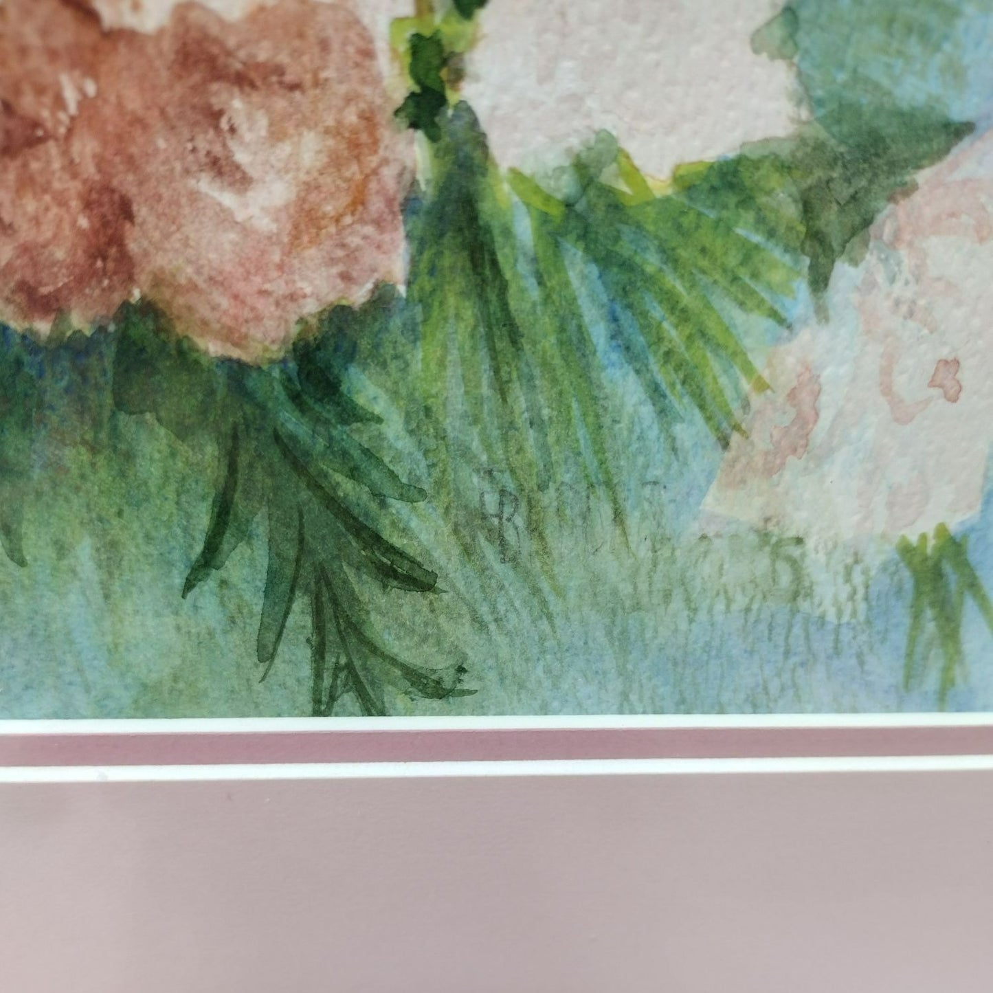 Original Watercolor Painting, Framed Matted and Signed, Pink Flowers Cottagecore, Floral Painting, Original Watercolor Painting, Pink Floral