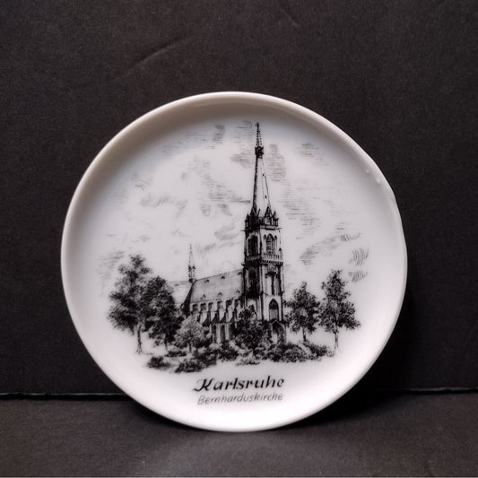 Kaiser West Germany Mini Plate, Karlsruhe St Bernhard Church, Porcelain Ring Dish Coaster