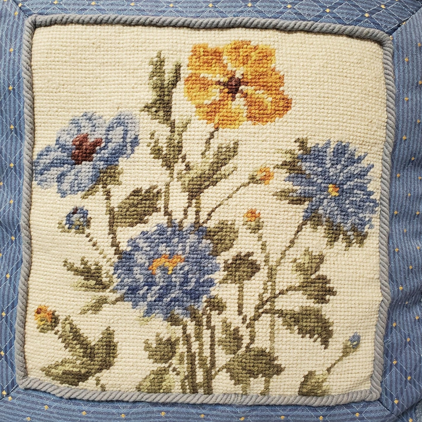 C&F Home Vintage Needlepoint Accent Pillow, Williamsburg Floral Tassels 16x16