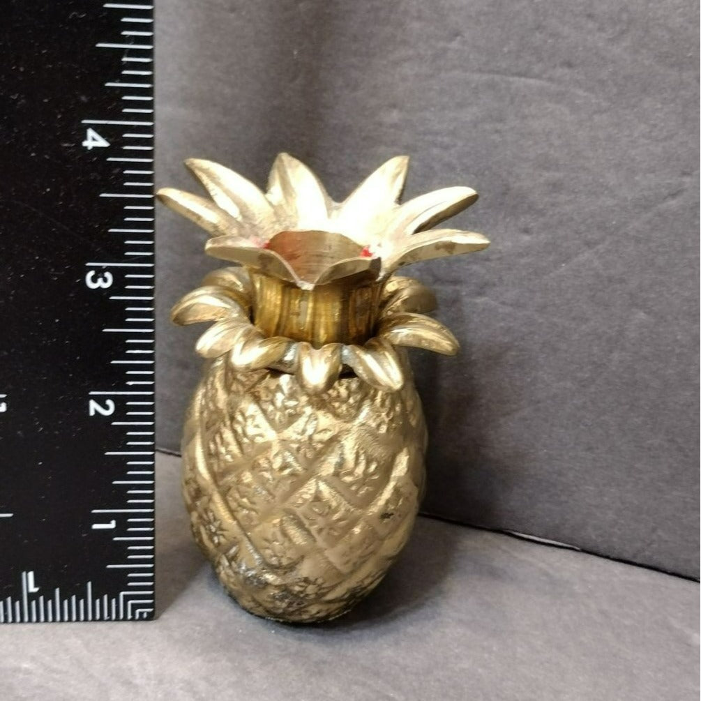 Vintage Brass Pineapple Candle Holder, Heavy Solid Paperweight Crystal Egg Stand