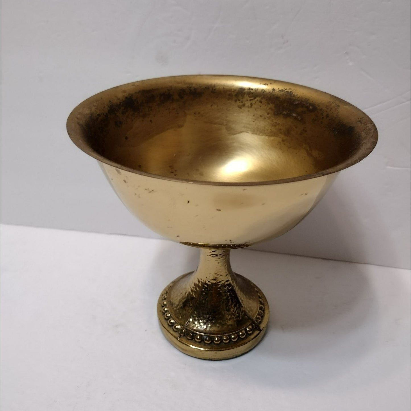 Vintage Brass Pedestal Bowl, Compote, Gold Tone Metal Footed Dish, Brass Planter